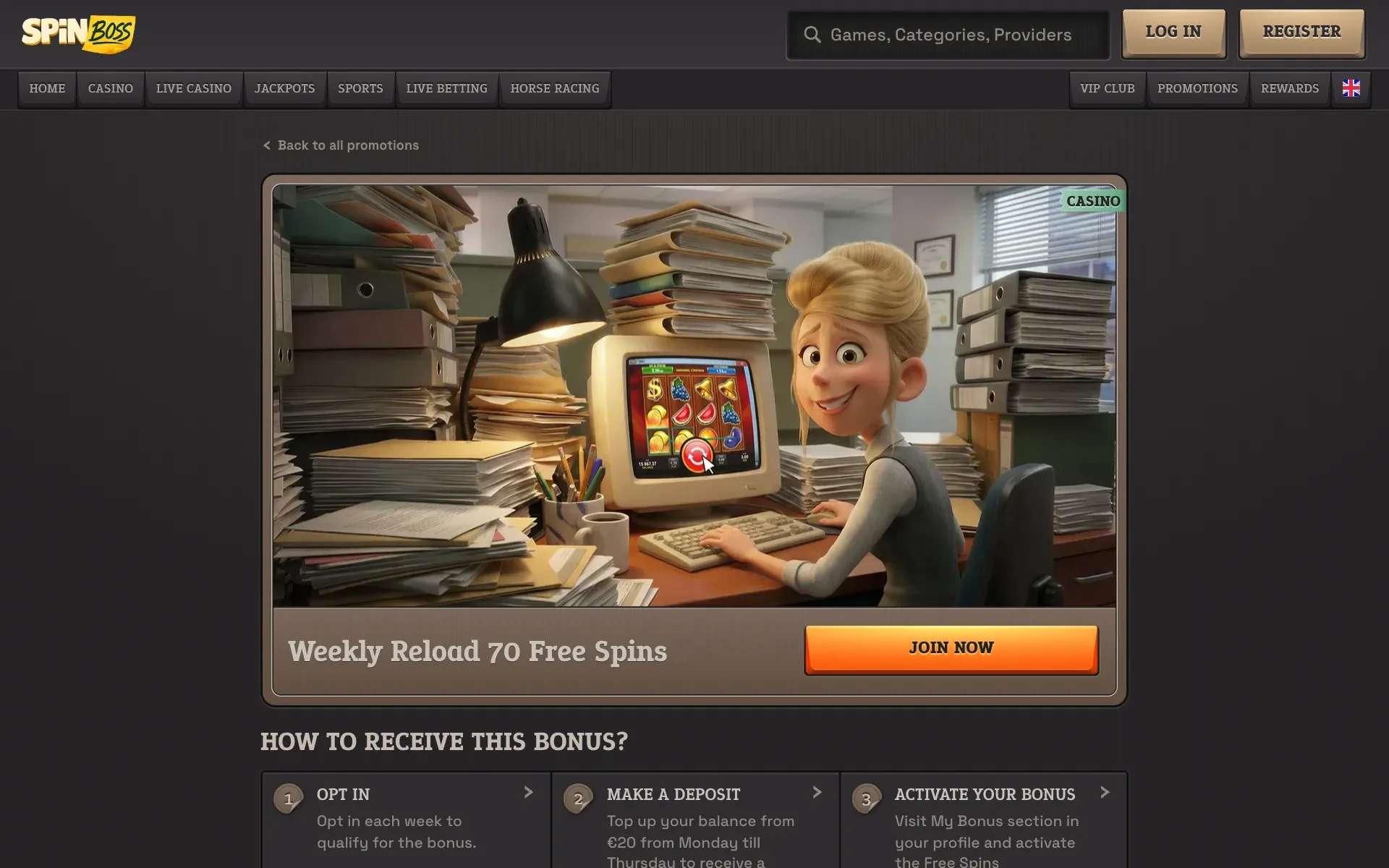 SpinBoss weekend bonus details and free spins terms